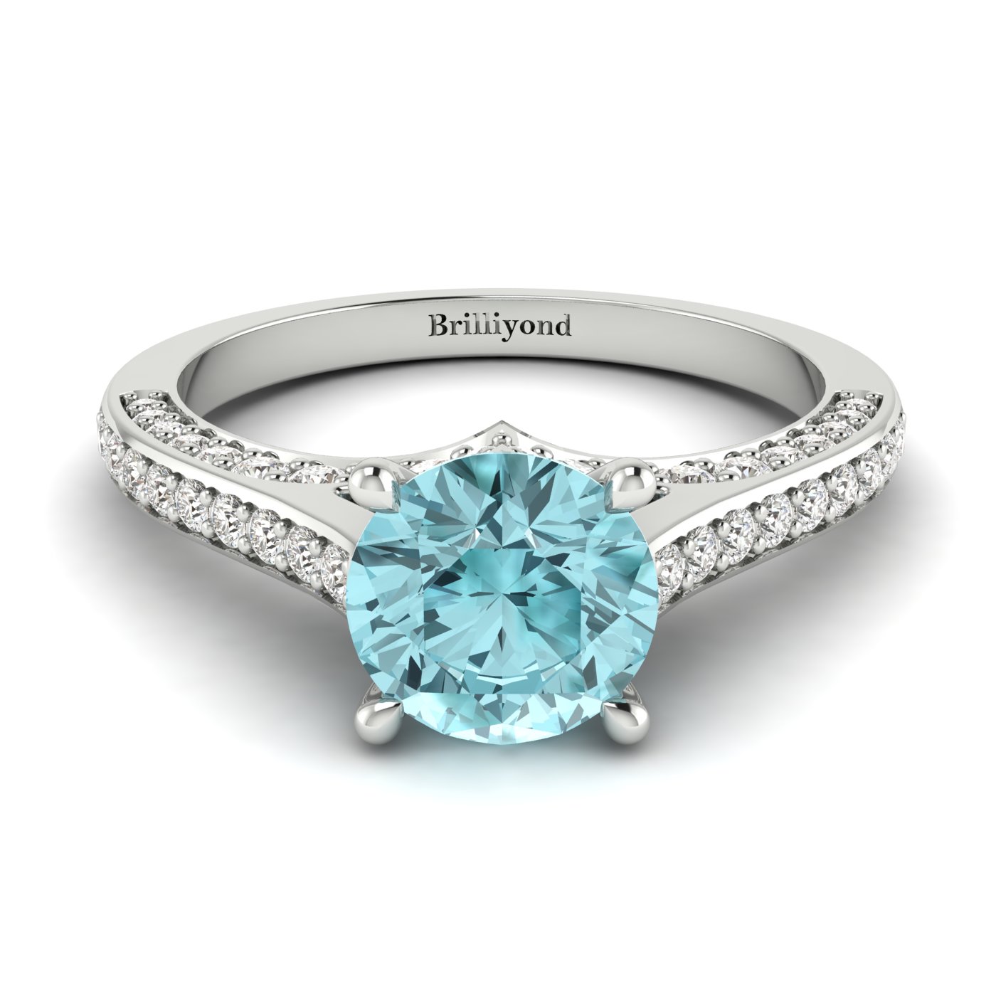 Aquamarine White Gold Brilliant Cut Engagement Ring Stargate