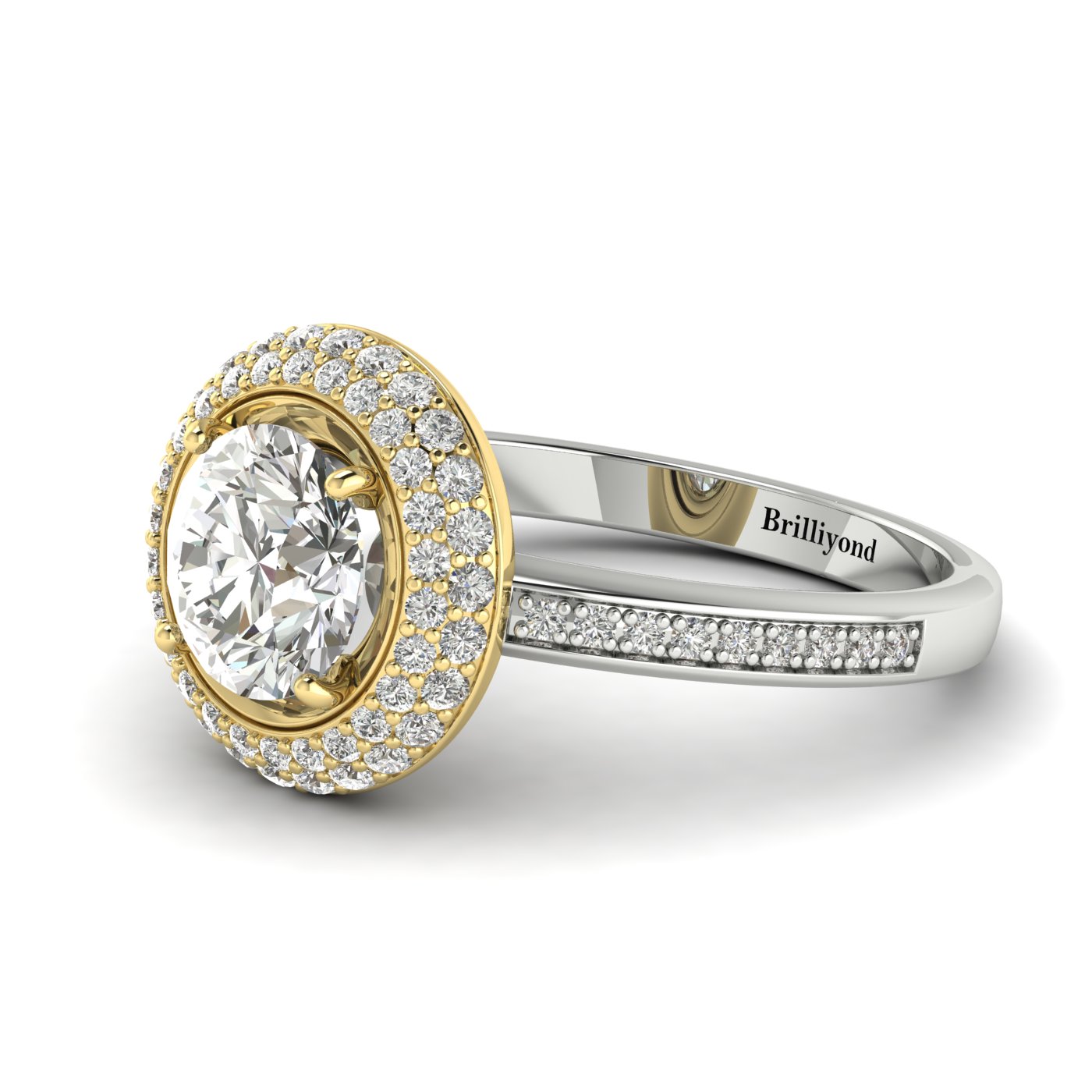 Diamond Platinum Halo Engagement Ring Aura