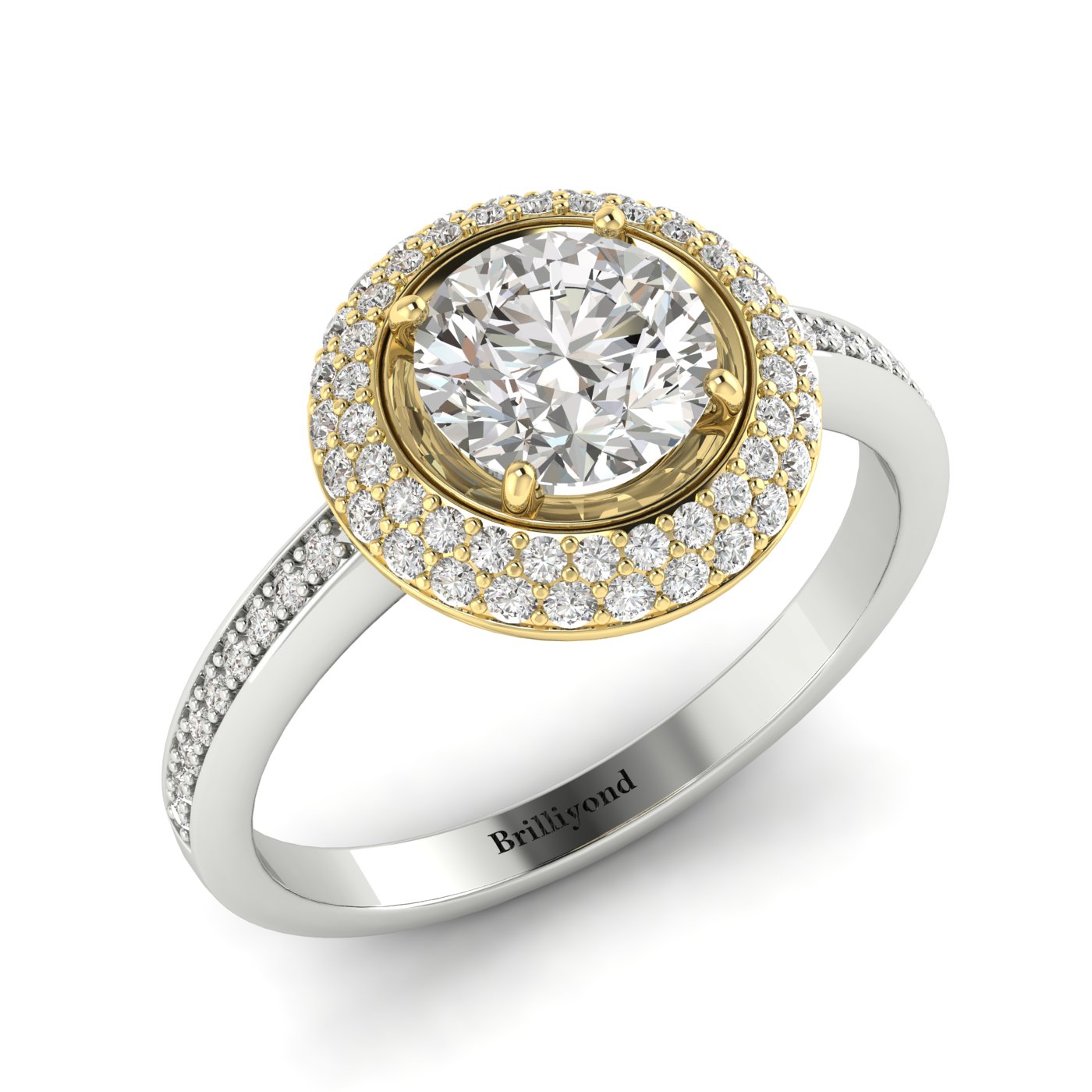 Diamond Platinum Halo Engagement Ring Aura