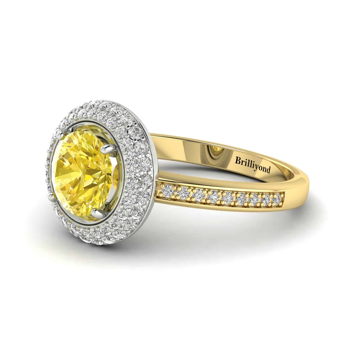 Yellow Sapphire Yellow Gold Halo Engagement Ring Aura