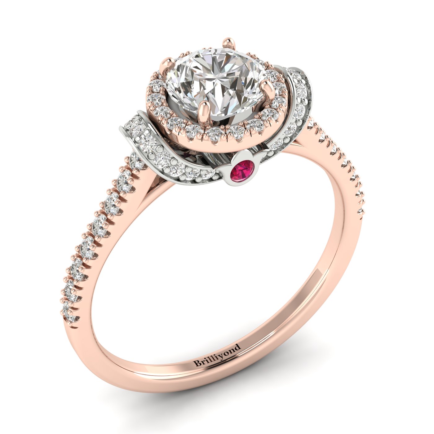 Diamond Rose Gold Two Tone Engagement Ring Helen
