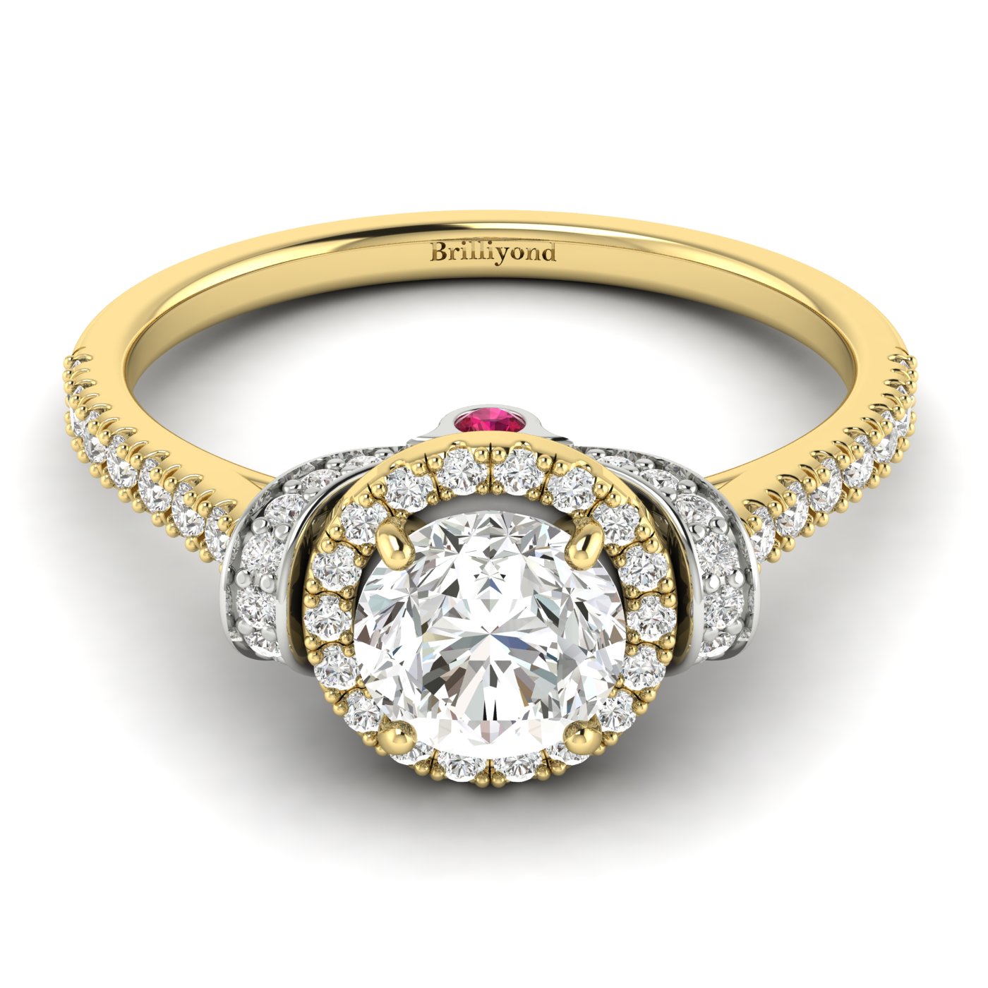 Diamond Yellow Gold Two Tone Engagement Ring Helen