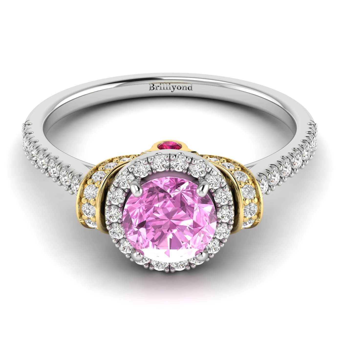 Pink Sapphire White Gold Two Tone Engagement Ring Helen