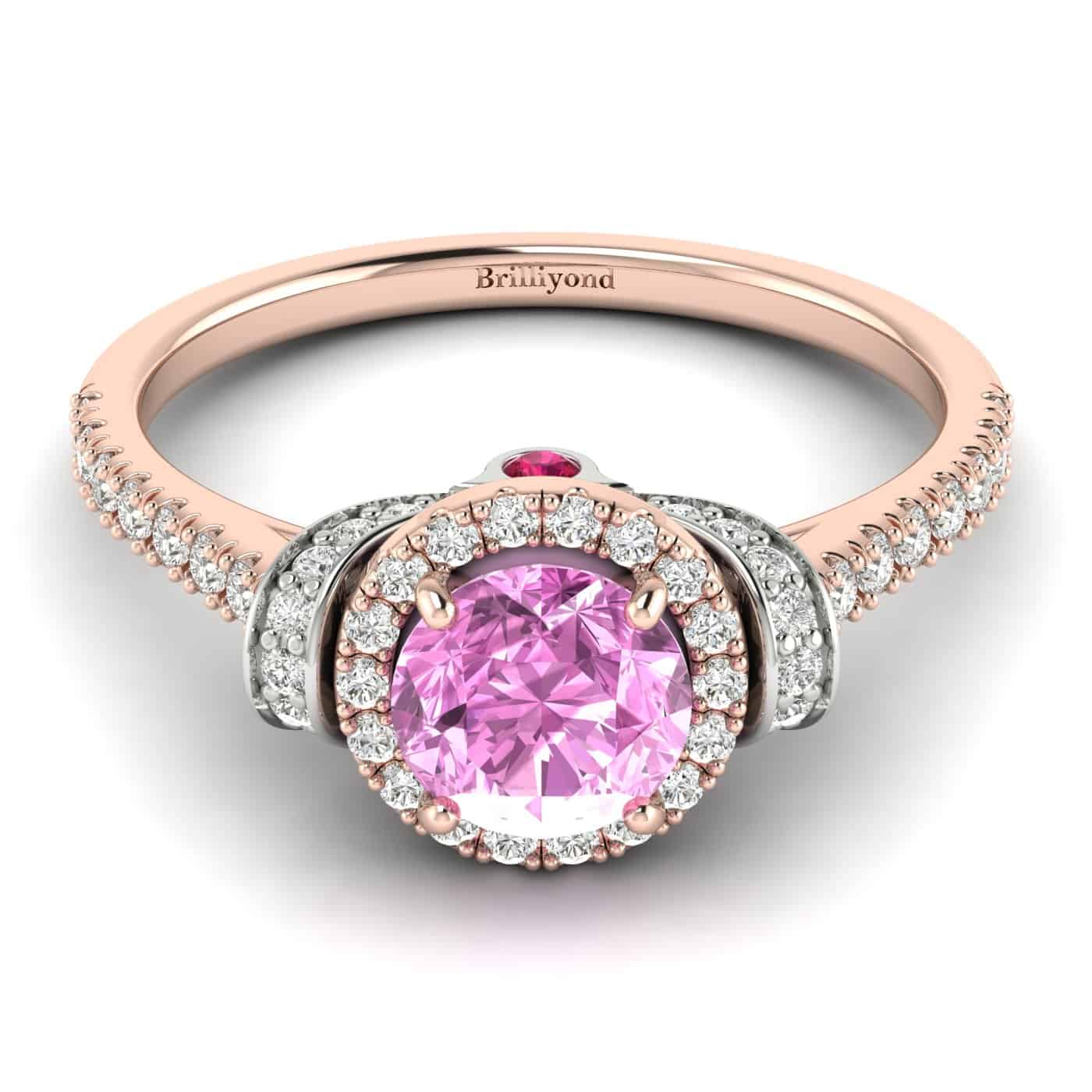Pink Sapphire Rose Gold Two Tone Engagement Ring Helen