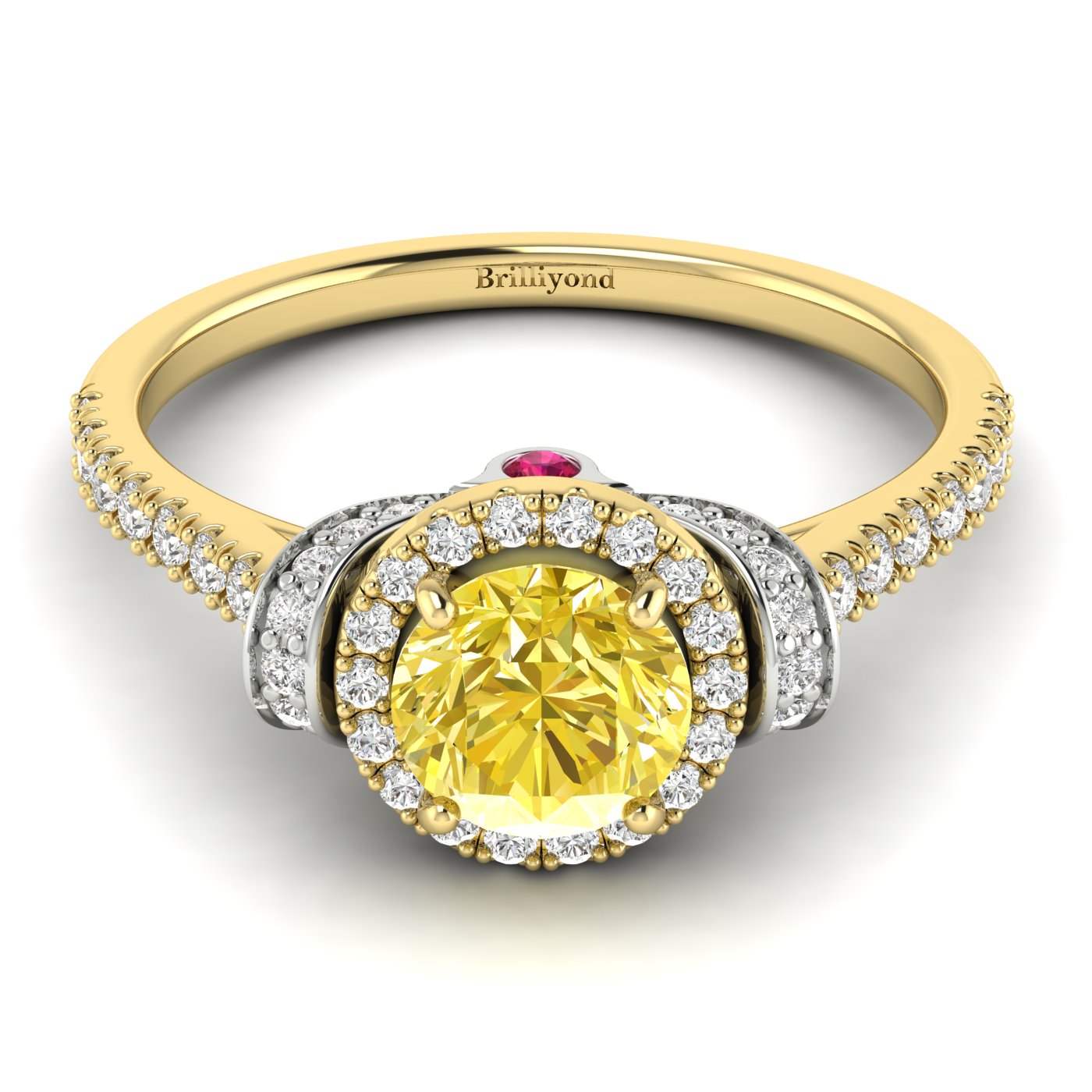 Yellow Sapphire Yellow Gold Two Tone Engagement Ring Helen