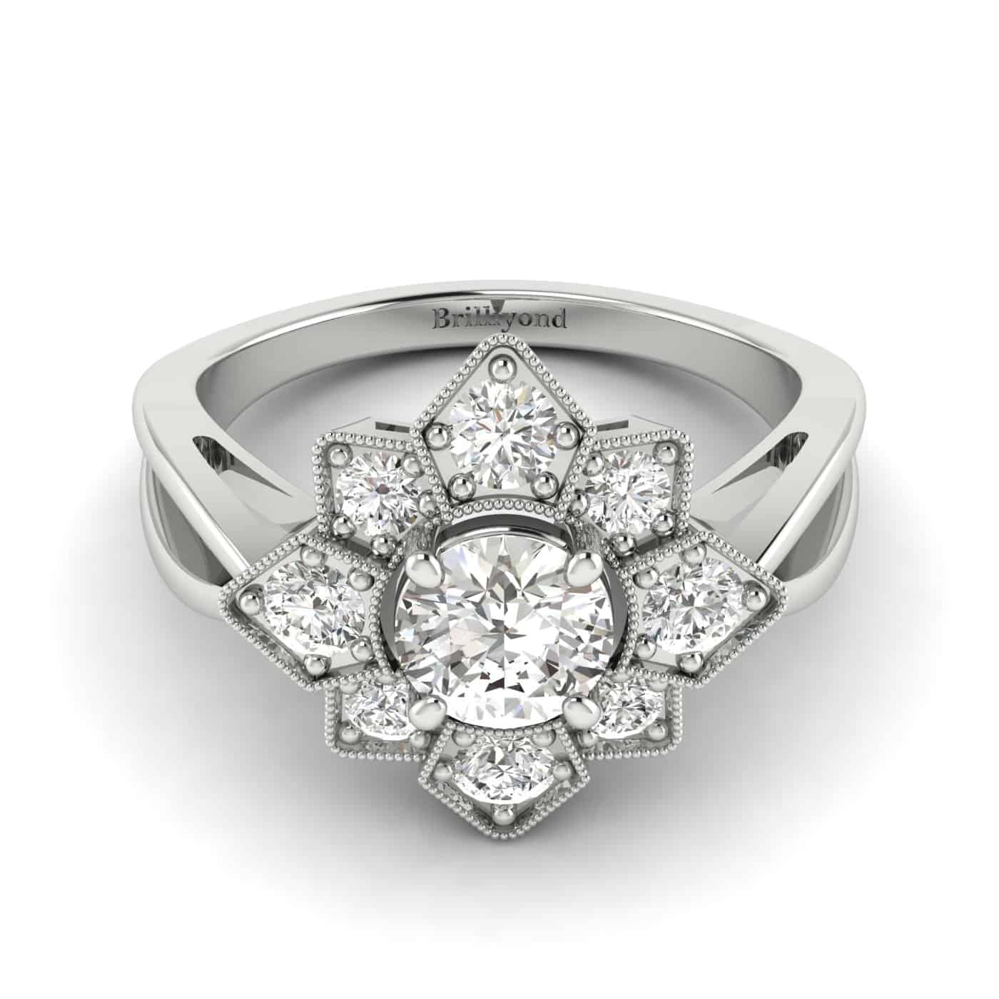 Diamond White Gold Cluster Engagement Ring Madonna