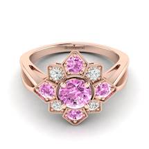Pink Sapphire Rose Gold Cluster Engagement Ring Madonna