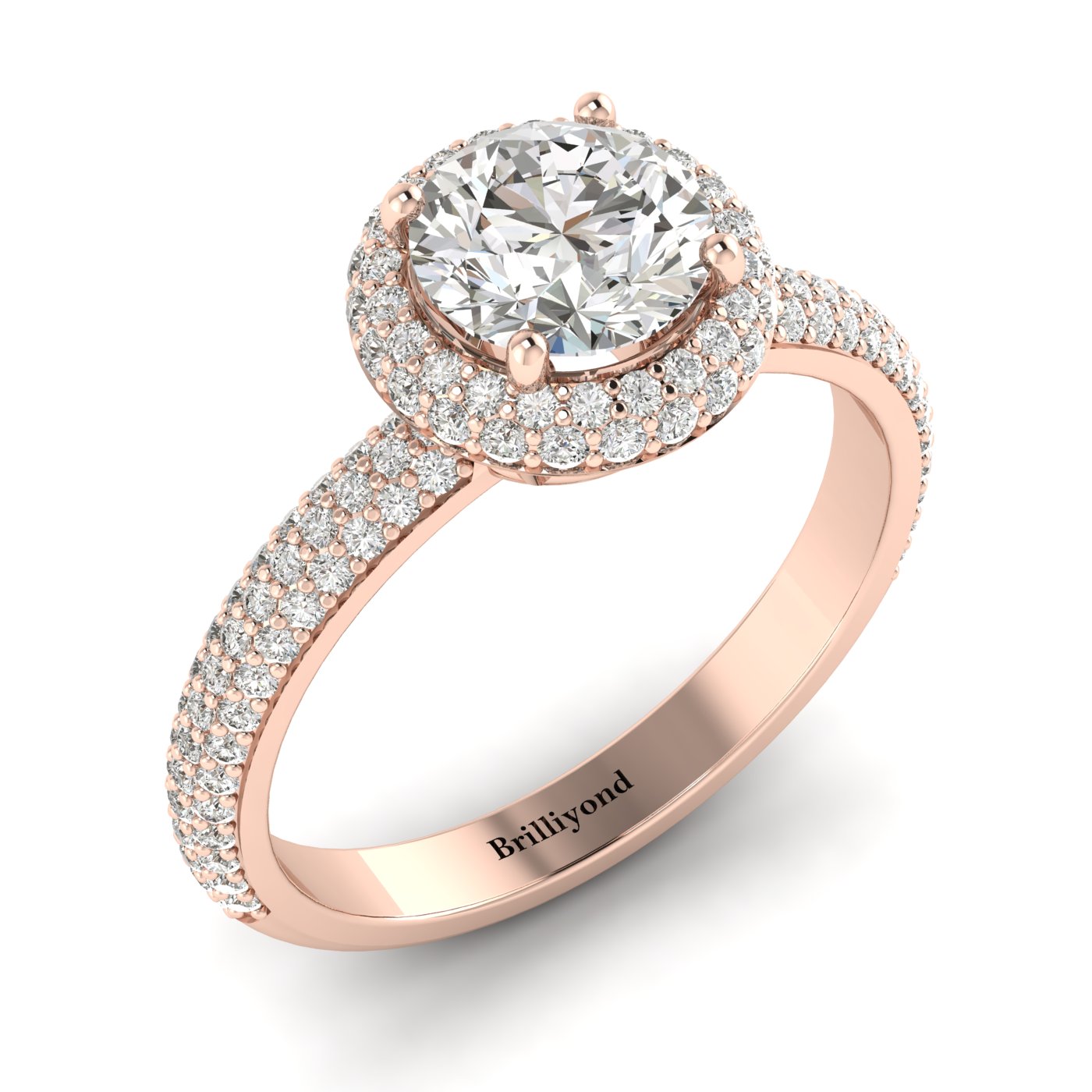 Diamond Rose Gold Halo Engagement Ring Whirlpool