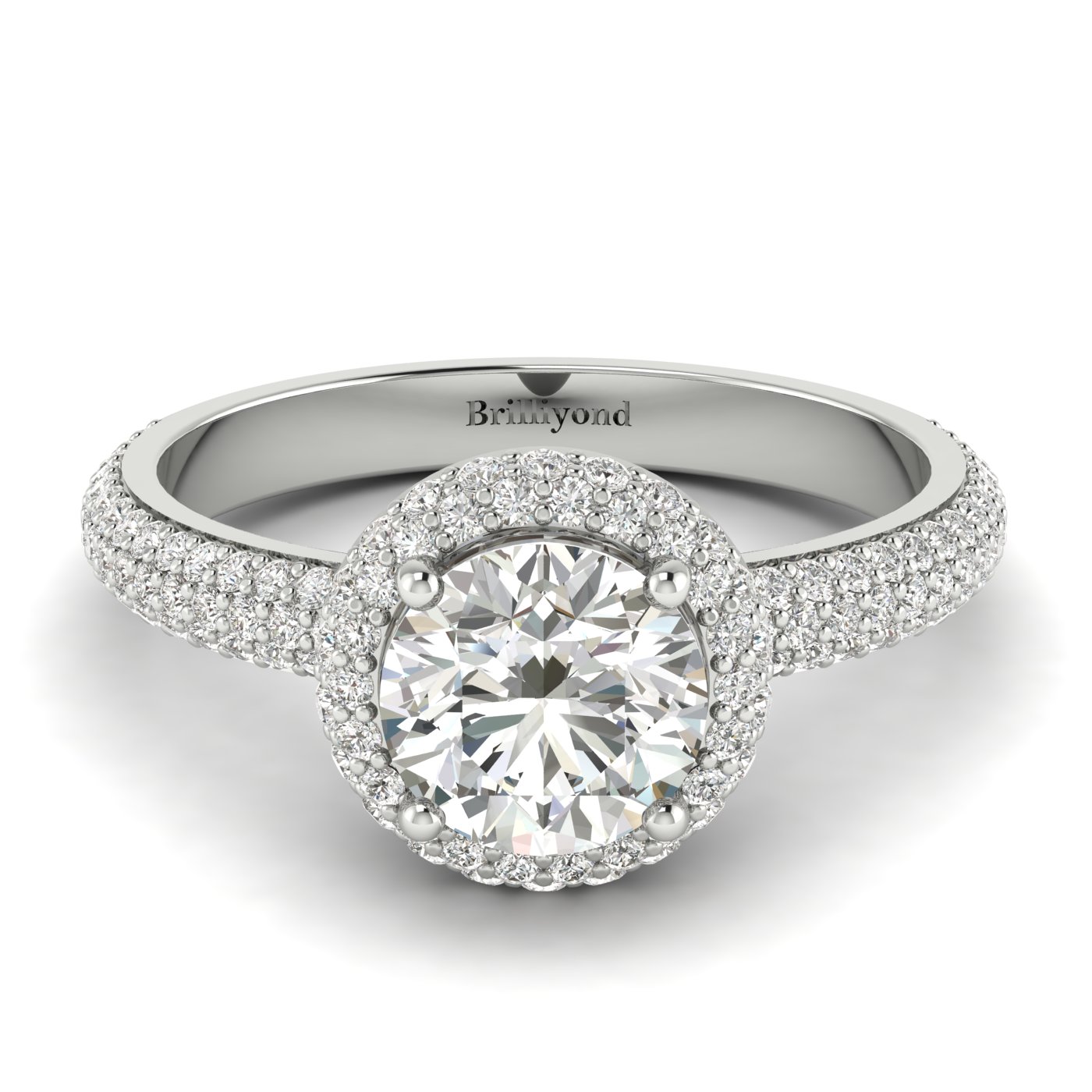 Diamond White Gold Halo Engagement Ring Whirlpool