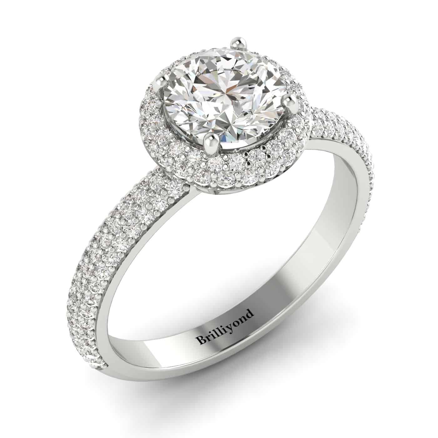 Diamond White Gold Halo Engagement Ring Whirlpool