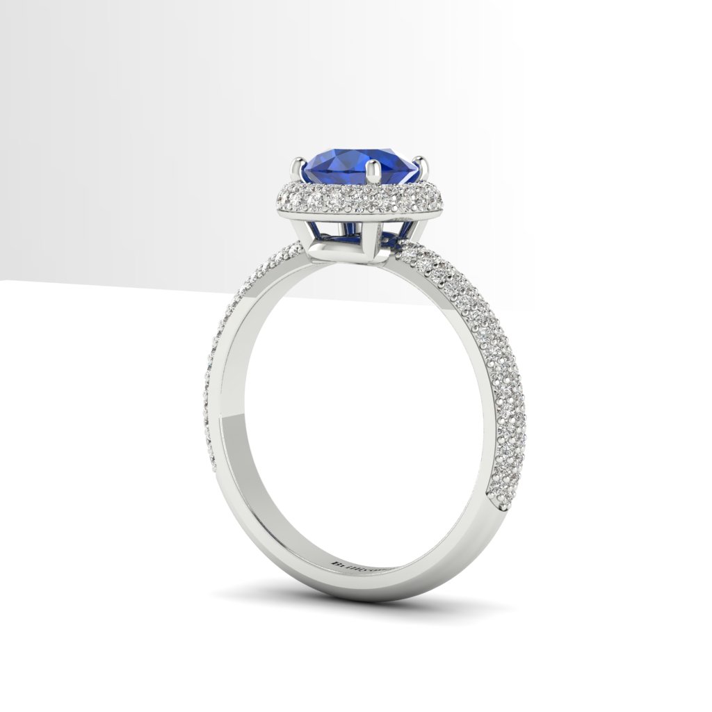 Blue Sapphire White Gold Halo Engagement Ring Whirlpool_image3