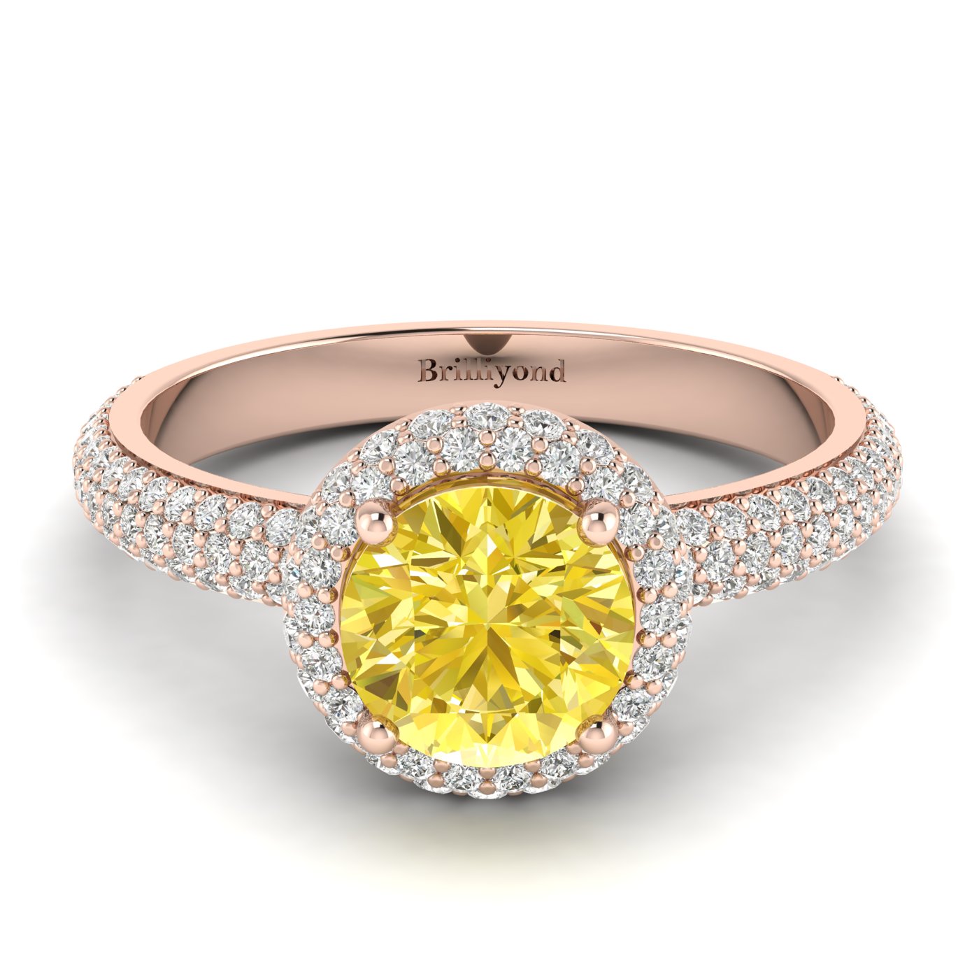 Yellow Sapphire Rose Gold Halo Engagement Ring Whirlpool
