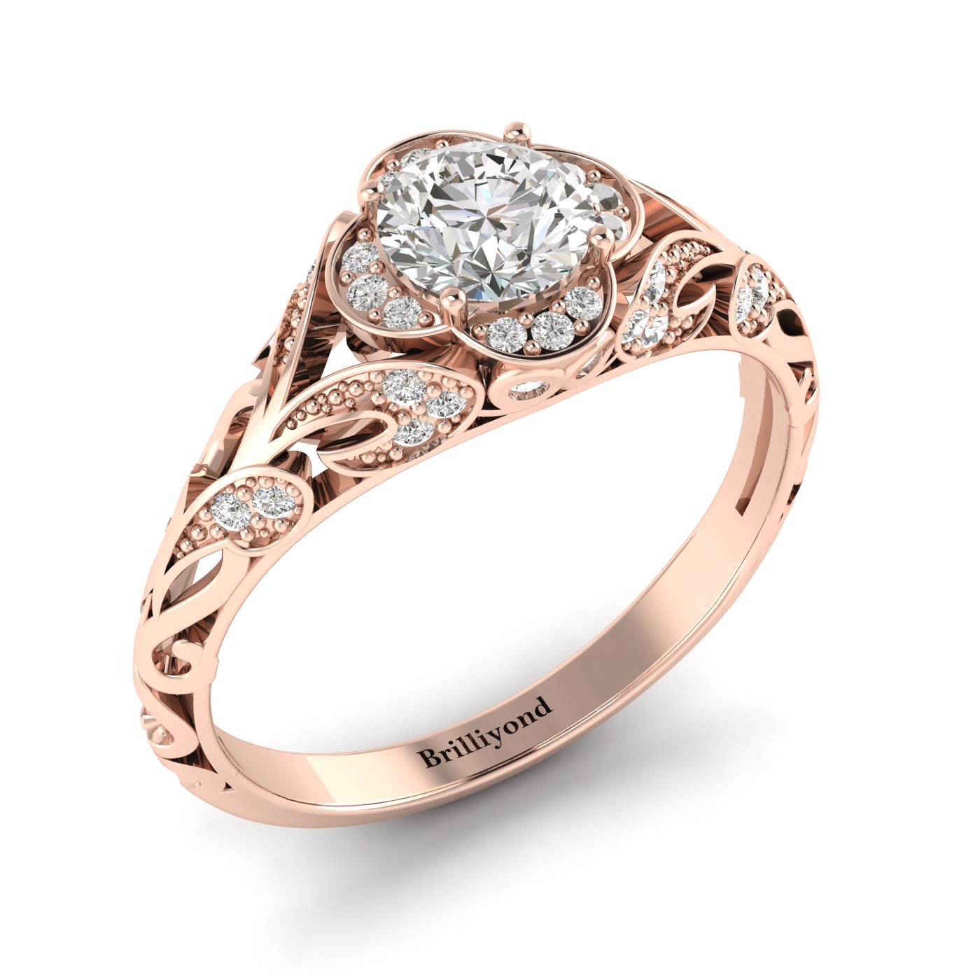 Diamond Rose Gold Vintage Engagement Ring Country Road