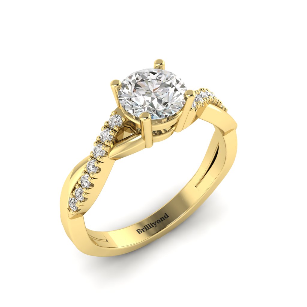 Diamond Yellow Gold Round Engagement Ring Novia