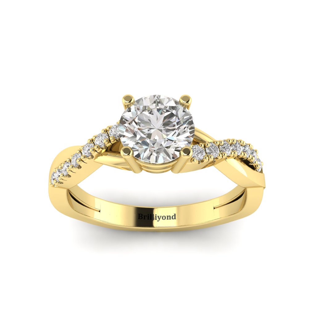 Diamond Yellow Gold Round Engagement Ring Novia