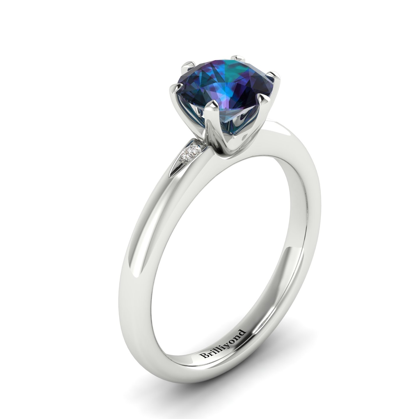 Alexandrite White Gold Solitaire Engagement Ring Byond