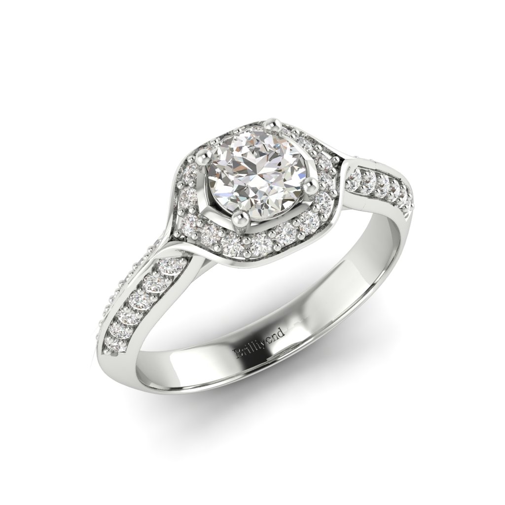Halo Diamond Engagement Ring Meneka in White Gold _image3