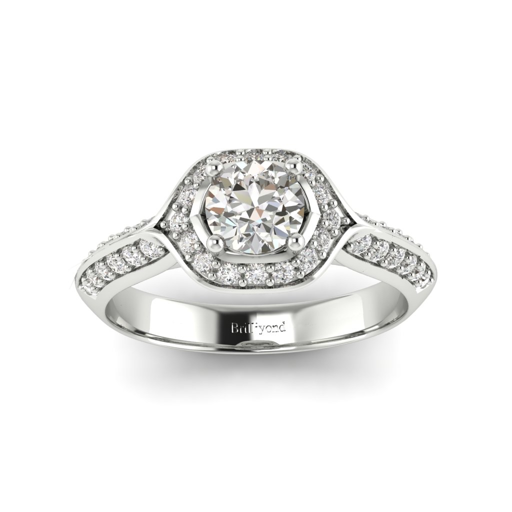 Halo Diamond Engagement Ring Meneka in White Gold _image4