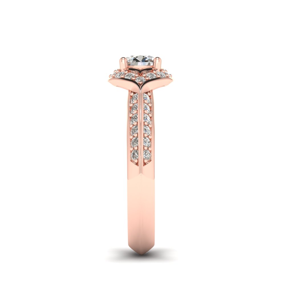 Diamond Halo Engagement Ring Meneka with Double Diamond Channels in Rose Gold _image6