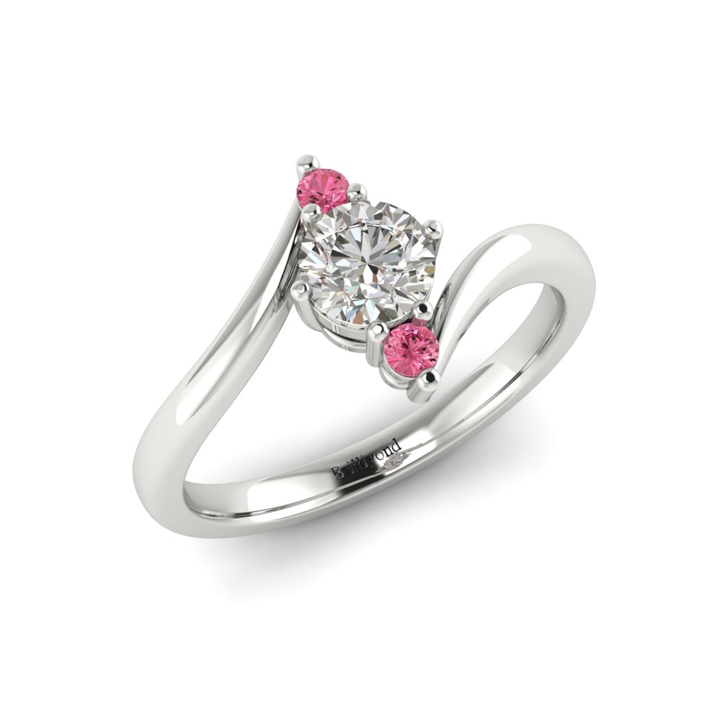 Diamond Twisted Engagement Ring Solemna in White Gold 