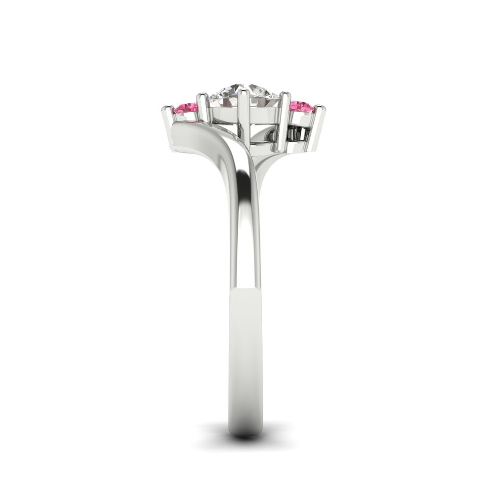 Diamond Twisted Engagement Ring Solemna in White Gold _image3