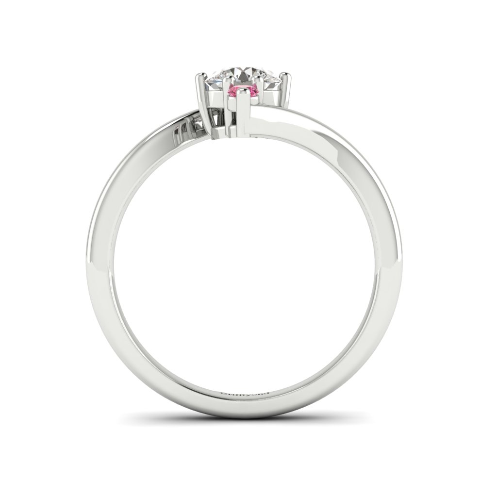 Diamond Twisted Engagement Ring Solemna in White Gold _image4