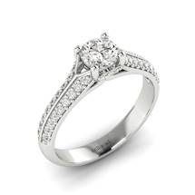 Vintage Diamond Engagement Ring Charlotte with dual Diamond Channels in White Gold 