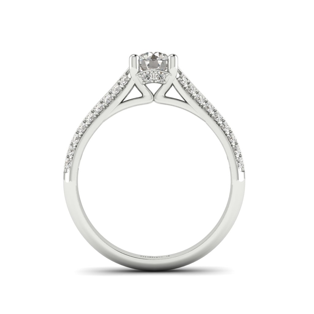 Vintage Diamond Engagement Ring Charlotte with dual Diamond Channels in White Gold 
