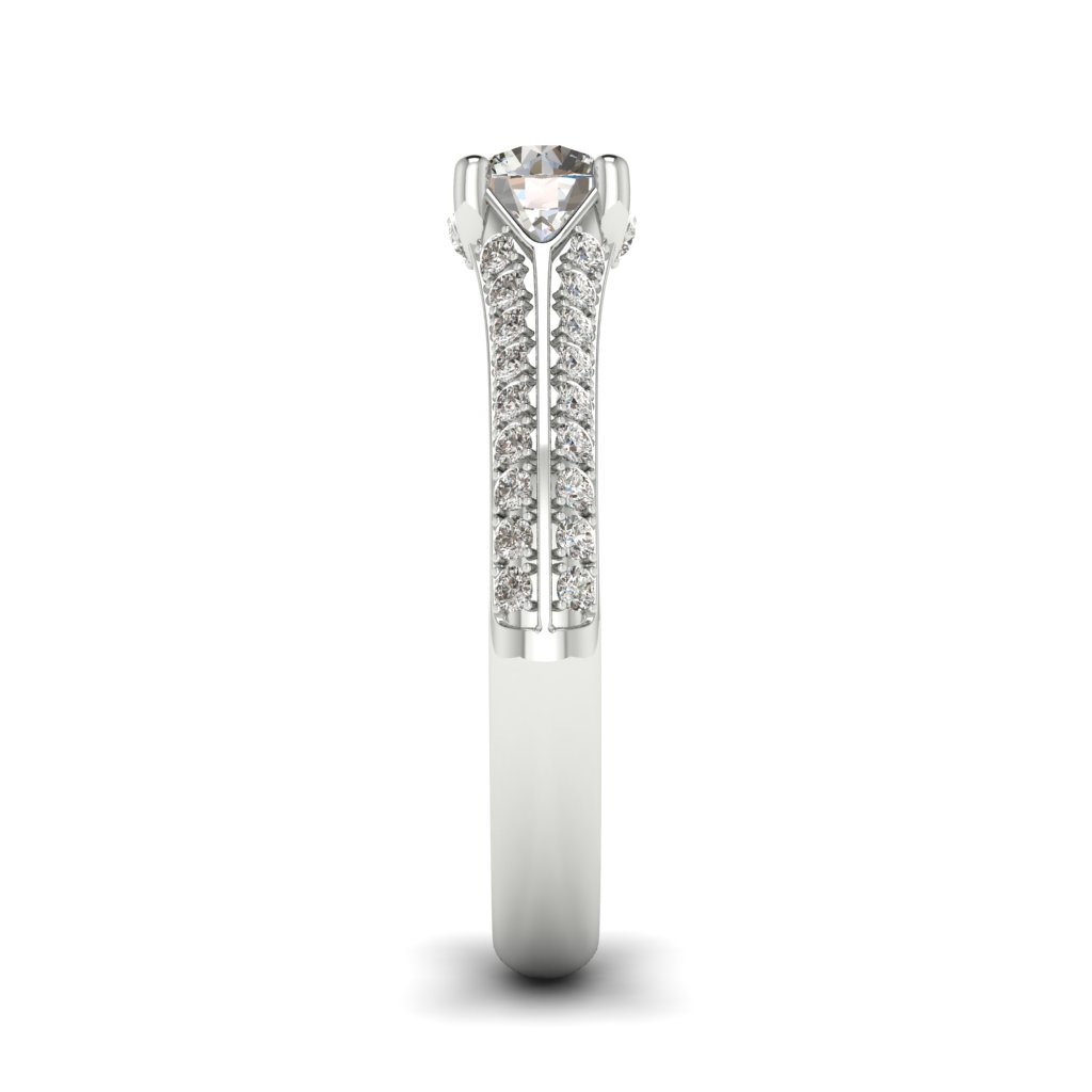 Vintage Diamond Engagement Ring Charlotte with dual Diamond Channels in White Gold _image4