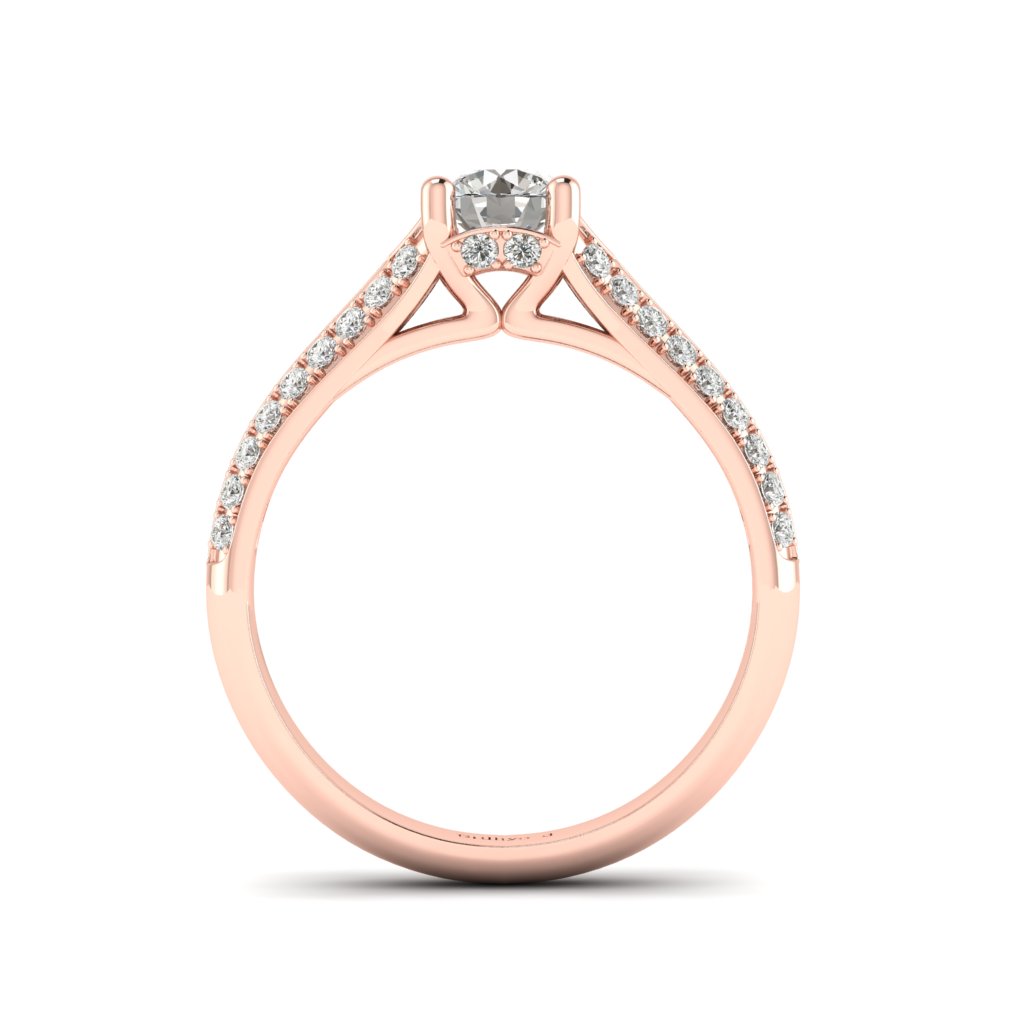 Diamond Vintage Engagement Ring Charlotte with dual Diamond Channels in Rose Gold _image3