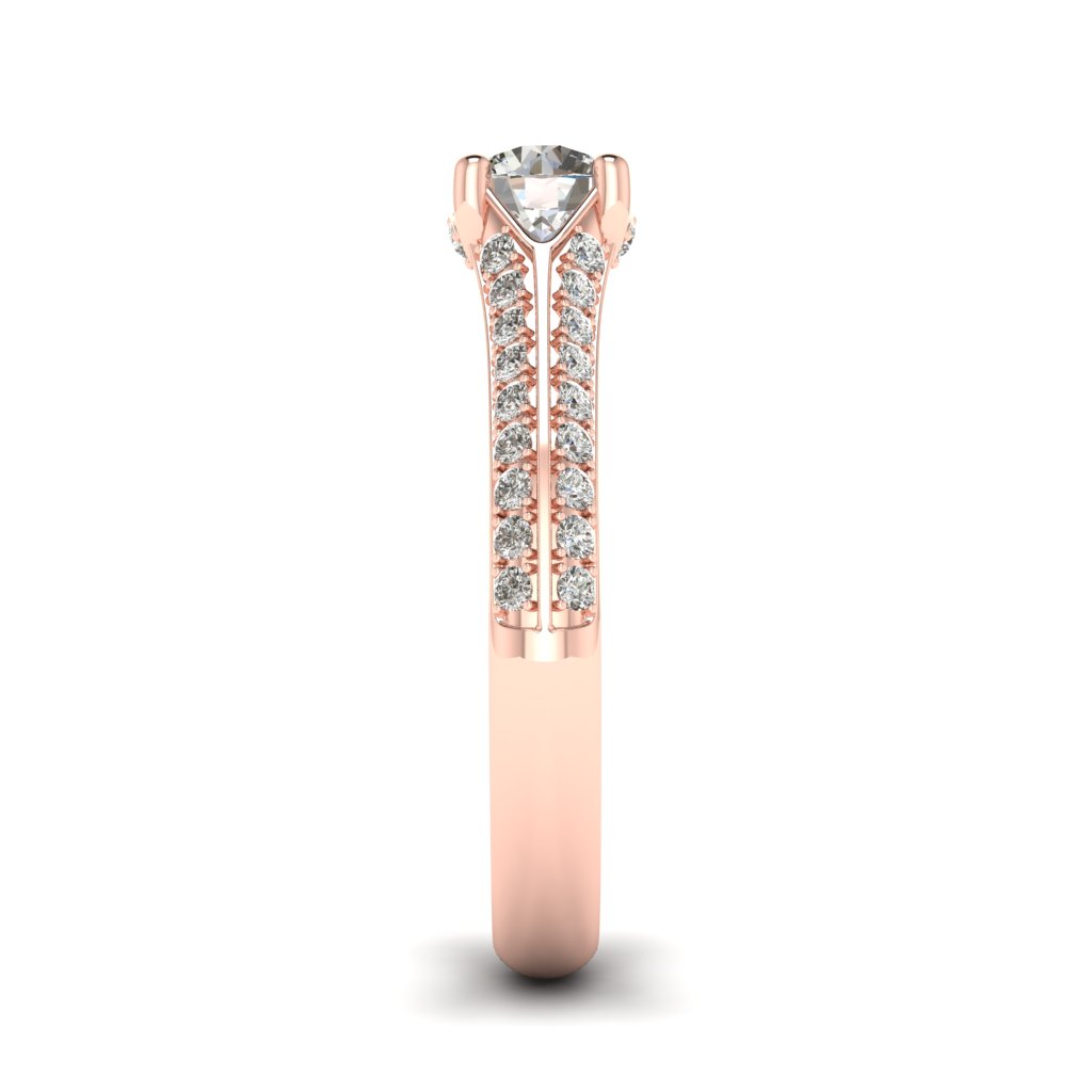Diamond Vintage Engagement Ring Charlotte with dual Diamond Channels in Rose Gold _image4