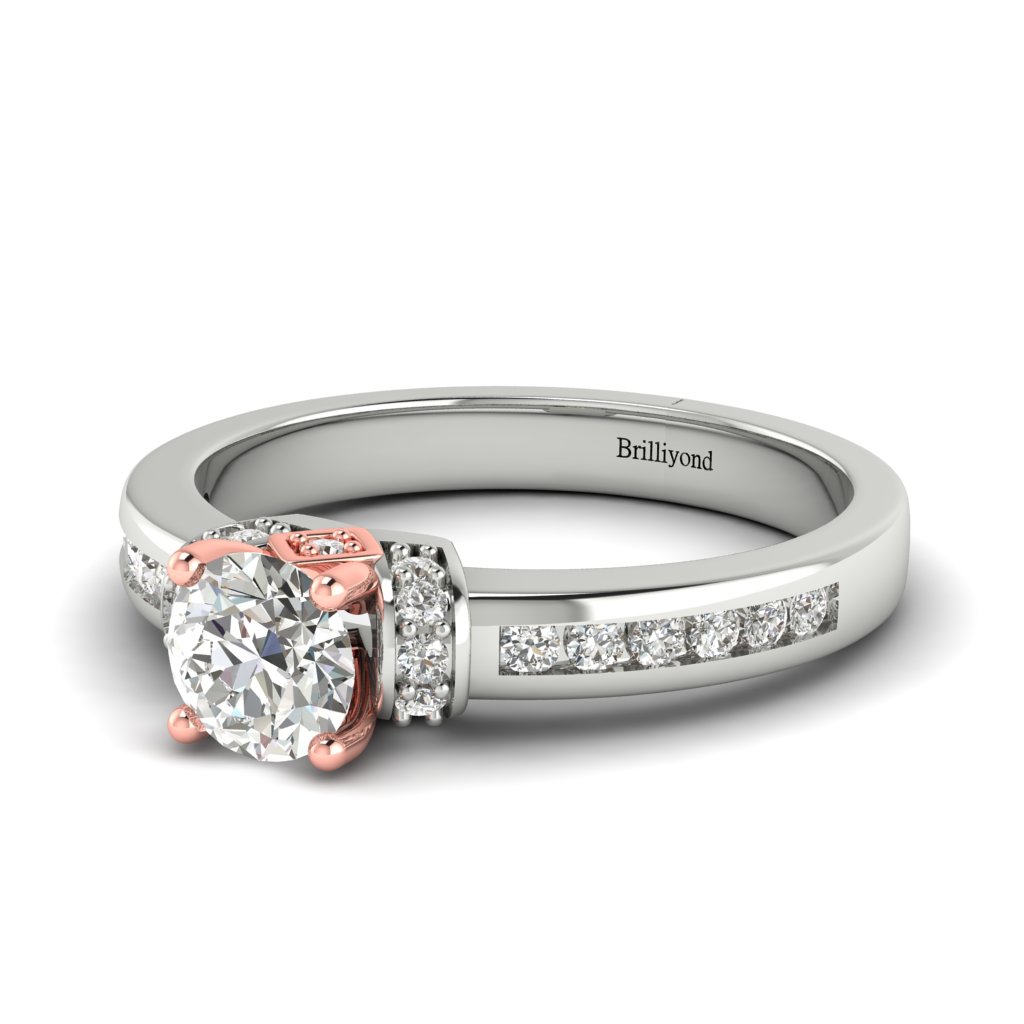 Two tone colour accented Diamond Engagement Ring Bluebird in White Gold 