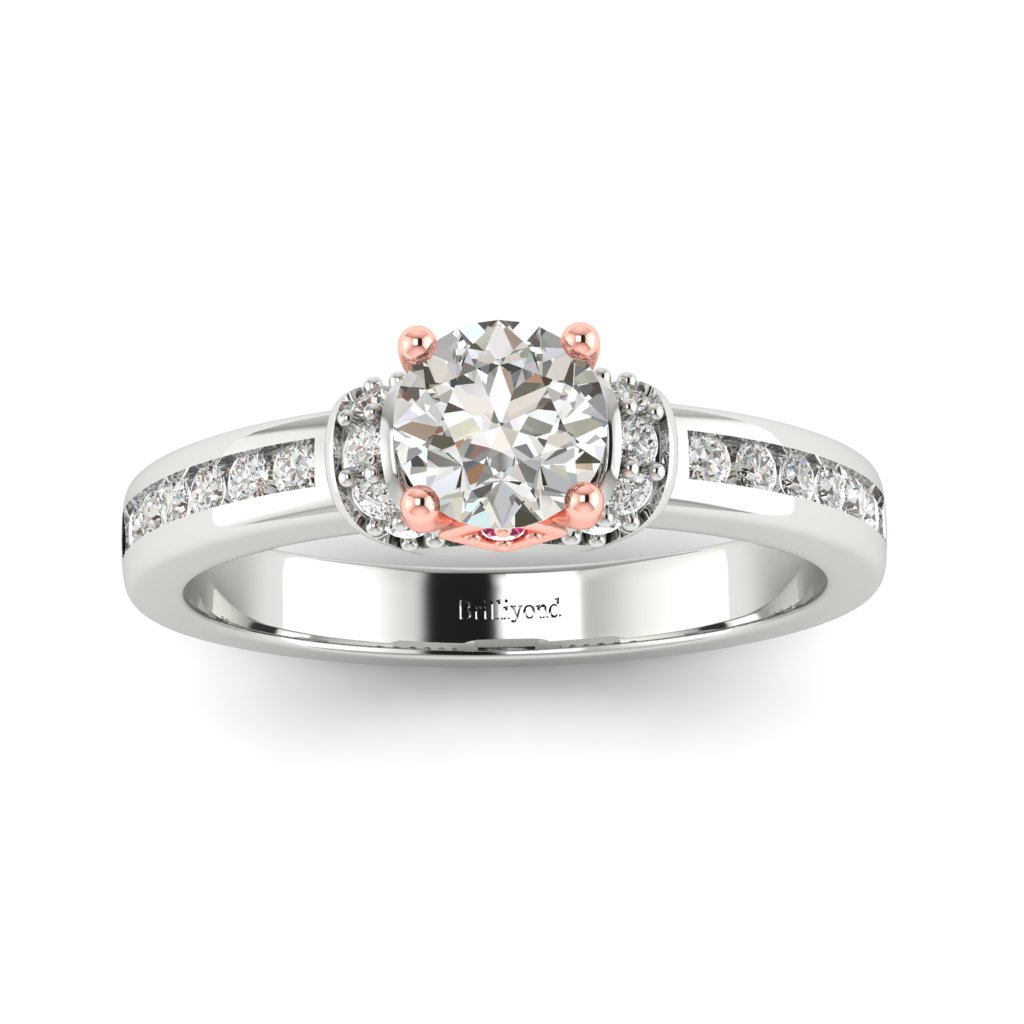 Two tone colour accented Diamond Engagement Ring Bluebird in White Gold _image3