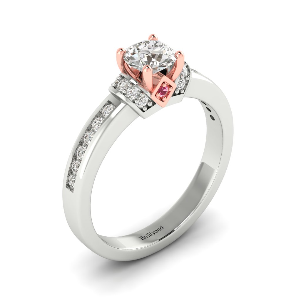 Two tone colour accented Diamond Engagement Ring Bluebird in White Gold _image5
