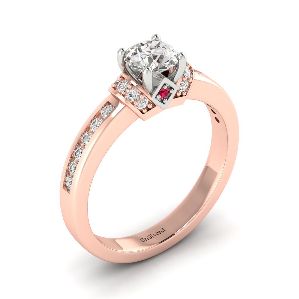 Diamond Two tone colour accented Engagement Ring Bluebird in Rose Gold