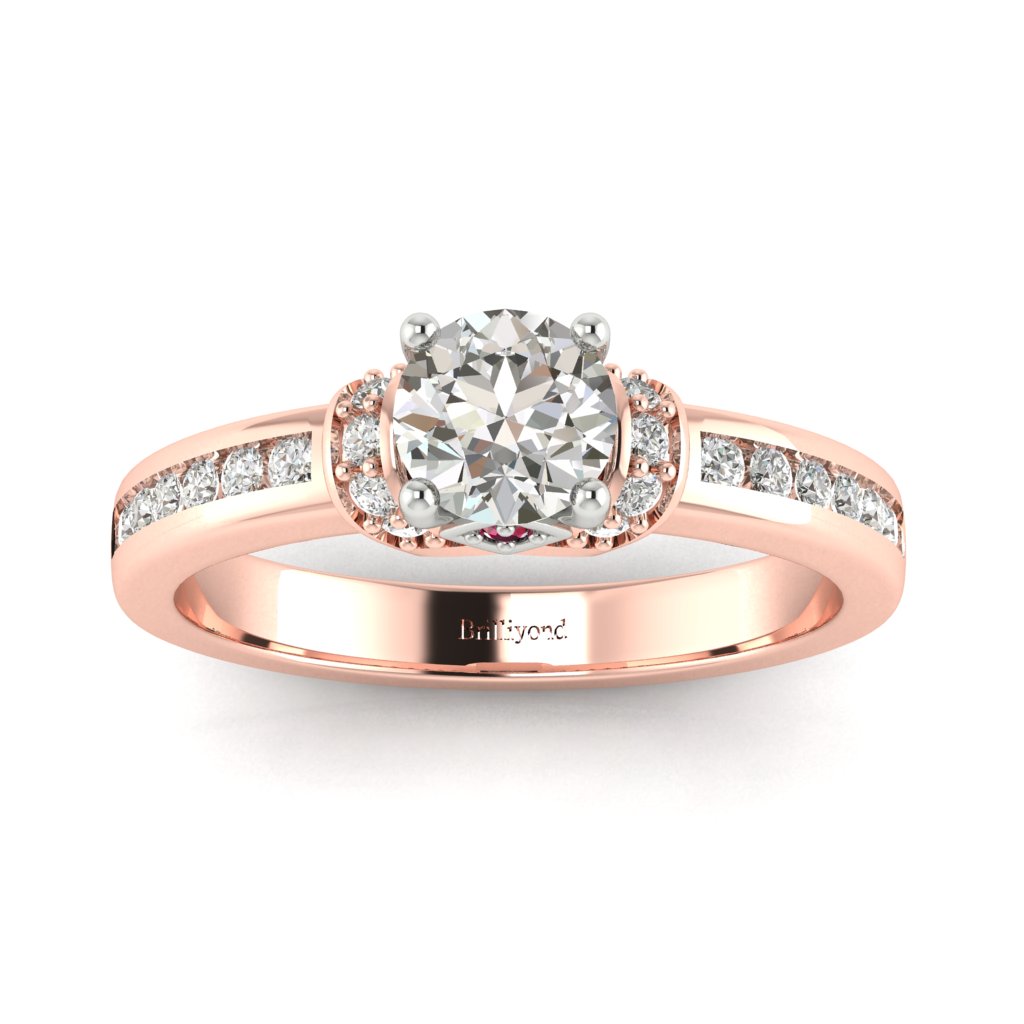Diamond Two tone colour accented Engagement Ring Bluebird in Rose Gold