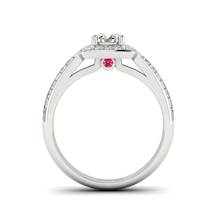 Halo Diamond Engagement Ring Dragoneye with Double Diamond Channels in Platinum 