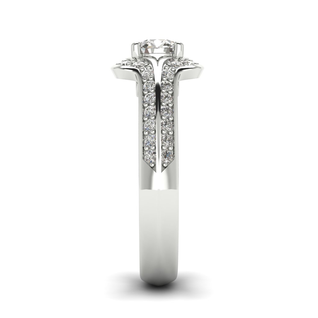 Halo Diamond Engagement Ring Dragoneye with Double Diamond Channels in Platinum _image4