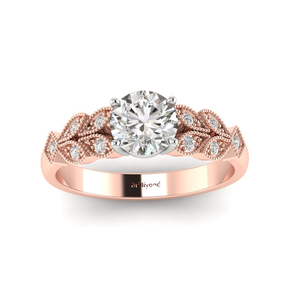 Diamond Victorian Engagement Ring Corsage in Rose Gold 