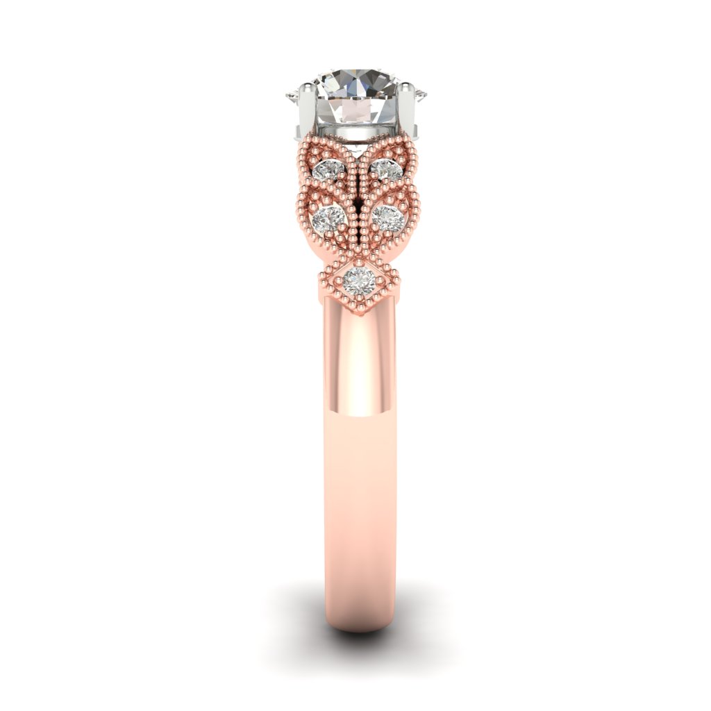 Diamond Victorian Engagement Ring Corsage in Rose Gold 