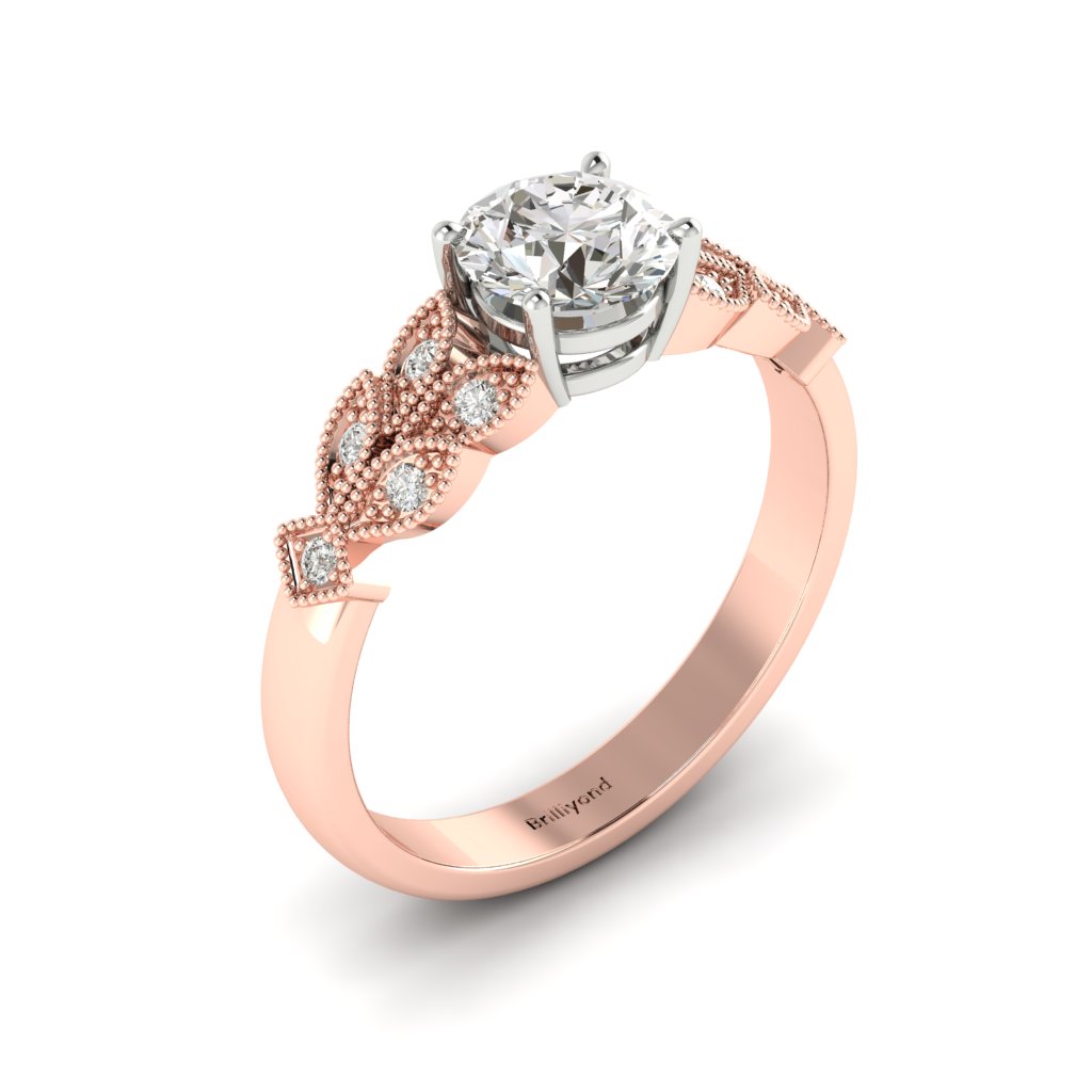Diamond Victorian Engagement Ring Corsage in Rose Gold _image4