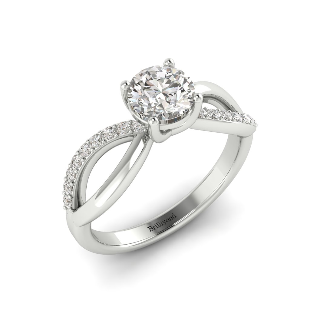 Diamond Split band Engagement Ring Meera in White Gold _image3