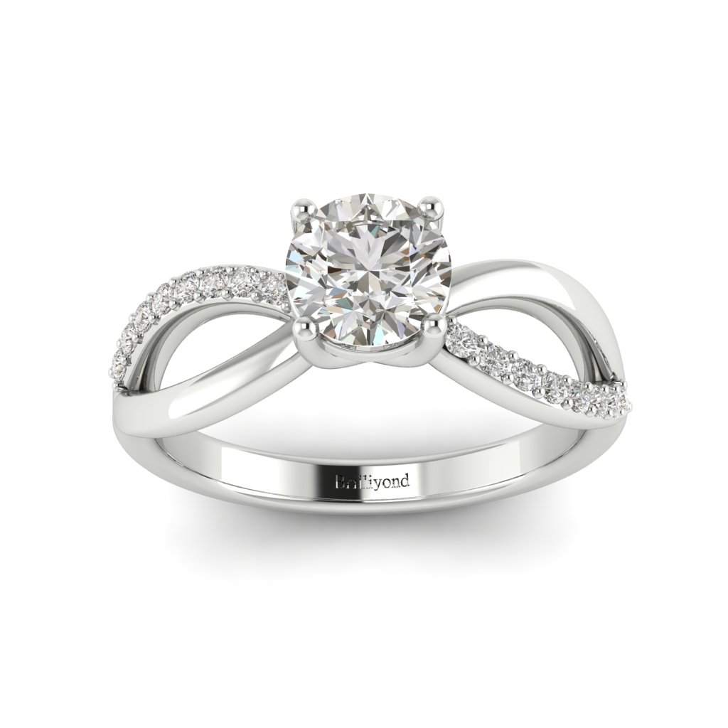 Diamond Split band Engagement Ring Meera in White Gold _image4