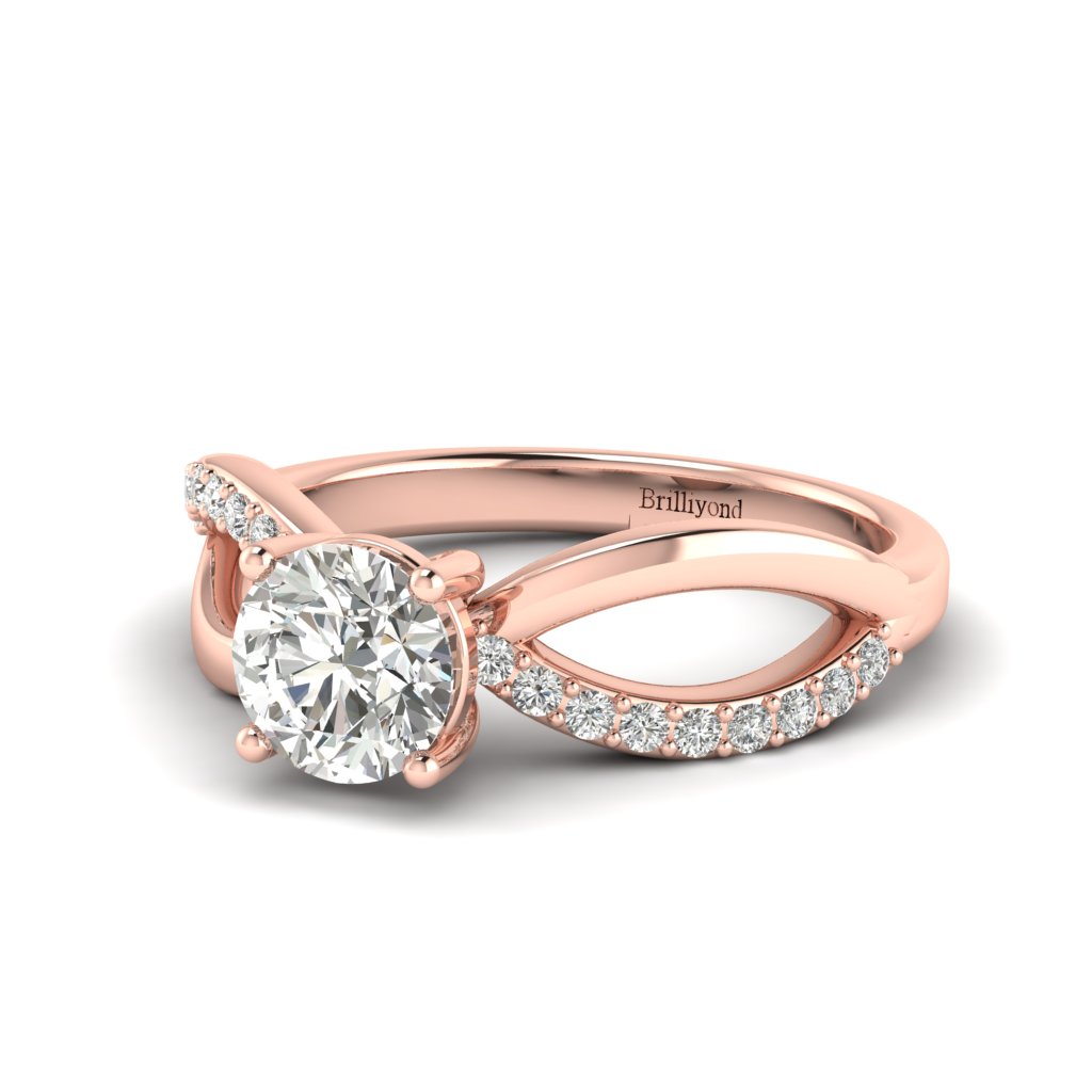 Split band White Sapphire Engagement Ring Meera in Rose Gold 