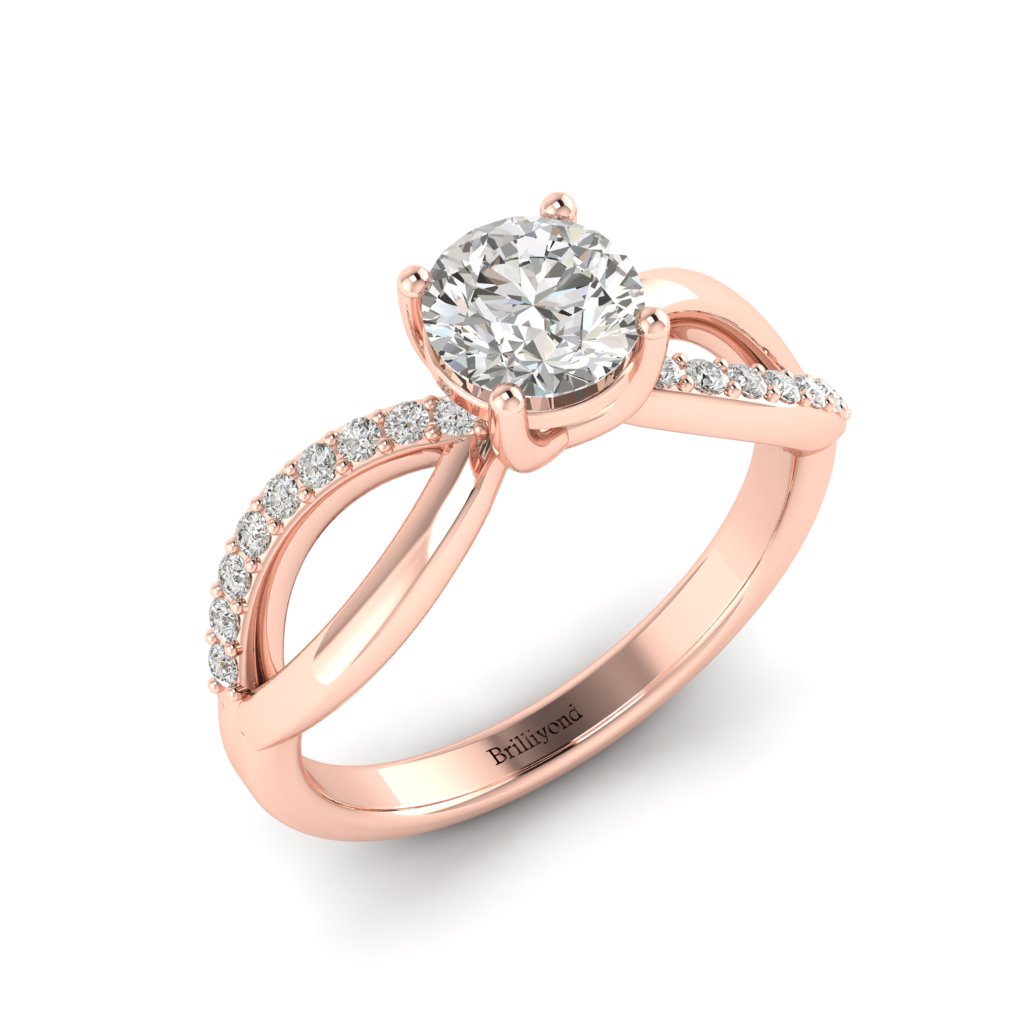 Split band White Sapphire Engagement Ring Meera in Rose Gold _image3
