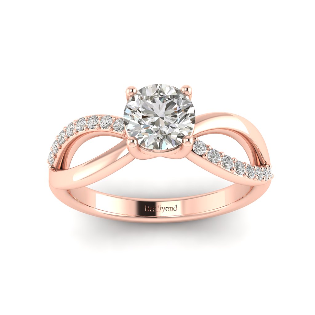 Split band White Sapphire Engagement Ring Meera in Rose Gold _image4