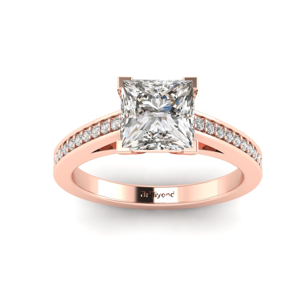 Diamond Princess cut Engagement Ring Volga in Rose Gold 