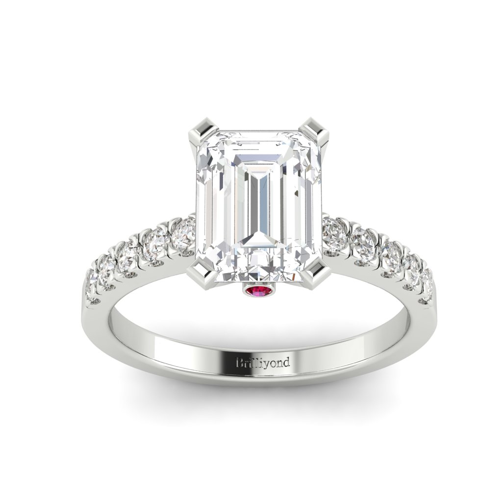 Emerald cut Diamond Engagement Ring Seaqueen in White Gold _image3