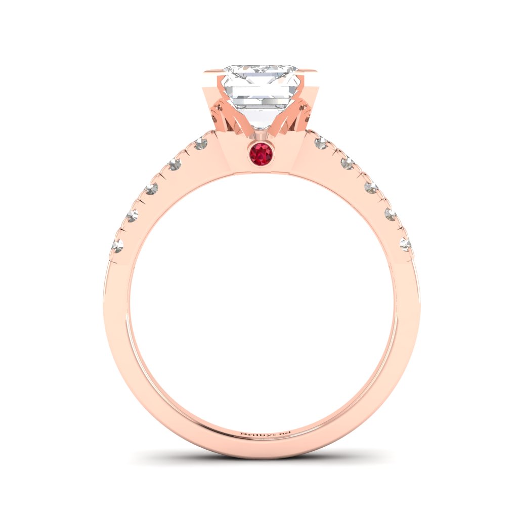 Diamond Emerald cut Engagement Ring Seaqueen in Rose Gold 