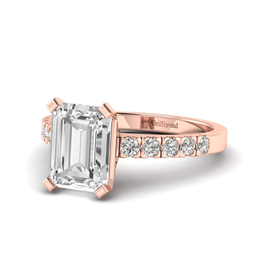 Diamond Emerald cut Engagement Ring Seaqueen in Rose Gold _image3